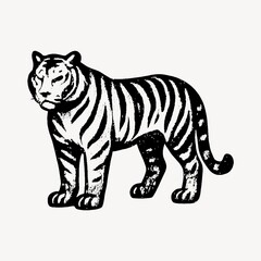 Fototapeta premium Vintage tiger illustration silhouette