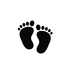 Black Footprints Icon on White Background feet step