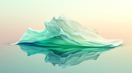 Floating soft gradient shifting from lime green to reflective turquoise creating a hyperrealistic luminous atmosphere symbolizing clarity renewal energy and fluid transformation in modern abstract des