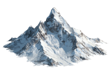 Snowy peak with rocky faces on a cloudless day