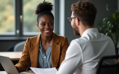 Black girl talking to professor at college. High quality