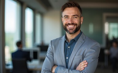 Attractive middle-aged businessman in the office. High quality