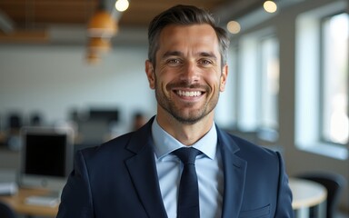 Attractive middle-aged businessman in the office. High quality