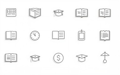 Set of 30 outline icons related to higher education, university. Linear icon collection. Editable stroke. Vector illustration. High quality