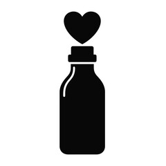 Black heart atop bottle silhouette love