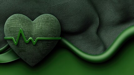 Symbolic heart with animated pulse illustrates heart shape with graphic representation of pulsing heartbeat