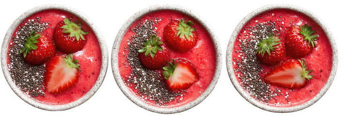 Strawberry bowls, chia seeds