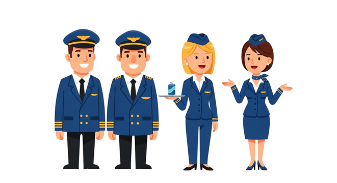 Airline Crew Cartoon.