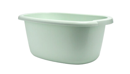 Mint green plastic tub, oval shape, isolated on black