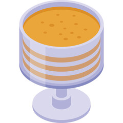 Isometric Glass of Orange Juice With Bubbles on a White Pedestal Stand