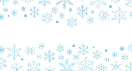 Snowflakes background isolated vector, snowflakes group with stars banner, Christmas border decoration. Happy New Year 2026 Wave lines and snowflakes. Snowflake snow freeze winter thin line icon 