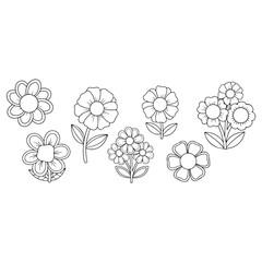 Easy Flower Coloring Pages vector