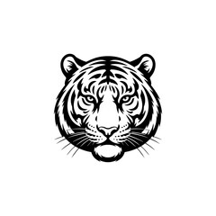 tiger head illustration isolated on white background. Images for logo, label, emblem. Vector illustration.
