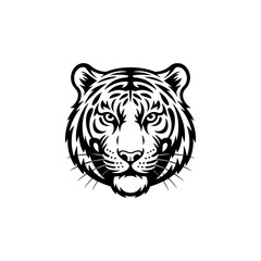 tiger head illustration isolated on white background. Images for logo, label, emblem. Vector illustration.