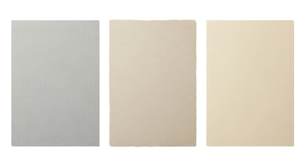 Three paper sheets in different shades of beige isolated PNG with Transparent Background