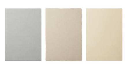 Three paper sheets in different shades of beige isolated PNG with Transparent Background
