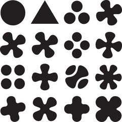 Fototapeta premium Collection of sixteen black abstract organic shapes and geometric forms on white background vector