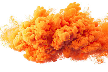 Orange cloud explosion on black background, billowing upward