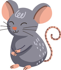 Adorable Cartoon Mouse Sitting Peacefully