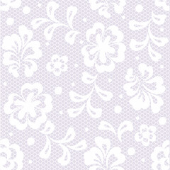 Obraz premium Elegant White Lace Floral Seamless Background on Lavender