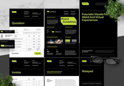 Green And Black Tech Company Branding Pack