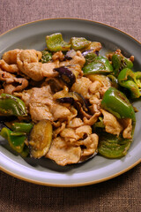 ナスとピーマンと豚肉の味噌炒め,