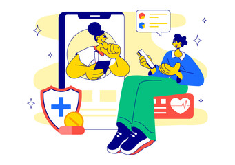 Digital Healthcare Innovation Illustration Featuring Health Technology And Medical Innovation Digital Technology For Patient Support And Diagnosis