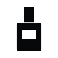 Black nail polish bottle icon with white label cosmetic