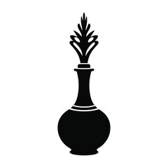Black ornate perfume bottle silhouette vector