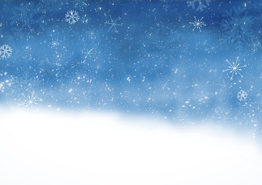 Weihnachten Winter Hintergrund, authentisches, handgemaltes Aquarell