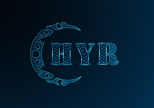 Low poly letter logo HYR design. HYR letter logo low poly vector design on blue color gradient background. HYR logo low poly design