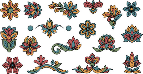 Assorted Floral Designs: A Collection of Decorative Elements.
