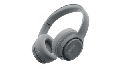 Sleek Gray Wireless Overear Headphones Isolated On Black