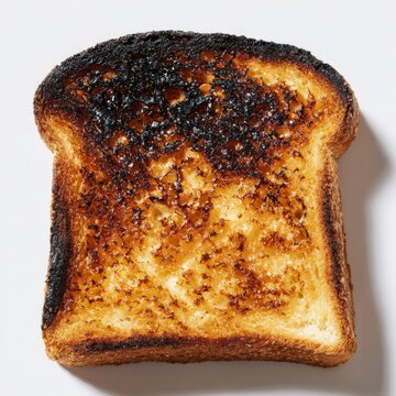 close-up of a slice of partly burned toast