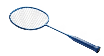 Blue Badminton Racket Isolated On Black Background