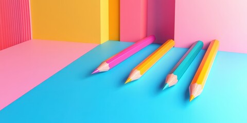 A cartoon design featuring isolated pencils.