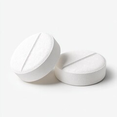 close-up of two white round medicine pills