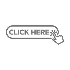 Click here vector button. Webpage or website template with cursor hand.