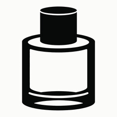 Black perfume bottle icon on white background cosmetic