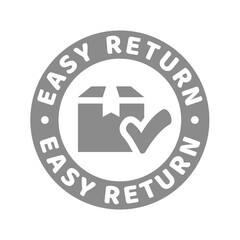 Easy return vector label. Shopping purchase returns icon sticker.