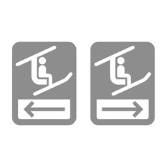 Chair ski lift vector icon. Chairlift or cablecar skiing symbol.