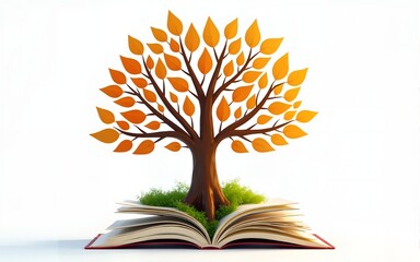 International literacy day concept with tree with books like leaves. High quality