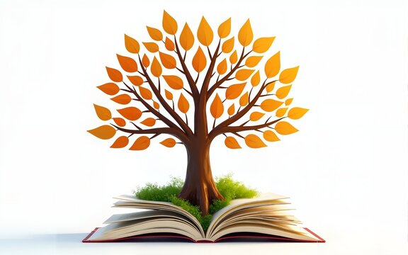 International literacy day concept with tree with books like leaves. High quality