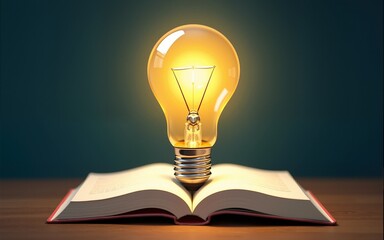 Innovative light bulb on book with doodle for World intellectual property day and education concept. High quality