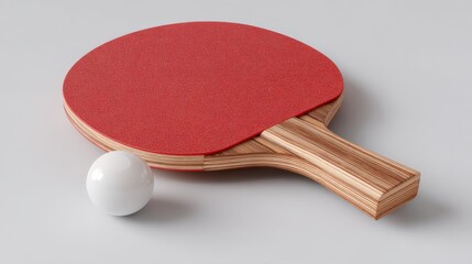 a table tennis paddle and a ball