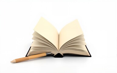 international literacy day with open book and pen isolated on white background can be use for background, poster and banner. High quality