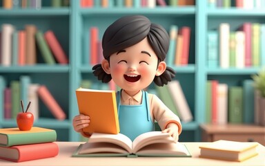 International Literacy Day. World Book Day. Education, development, awareness. Reading promotion. Library holiday. E-learning online education concept,Time to study and read. 3d rendering illustration