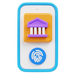 Isometric 3D Mobile Banking Fingerprint Security App Interface Concept Design
