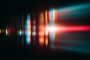 light leak overlay effect with colorful blur light ,retro film distressed flare light leak on black background,abstract analog film burn lens light leak,abstract colorful lens leaked camera background © PT-studio