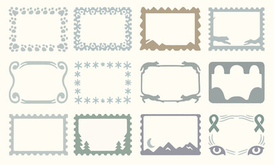 Set of Decorative Snow Leopard Inspired Frames with Wildlife and Mountain Themes